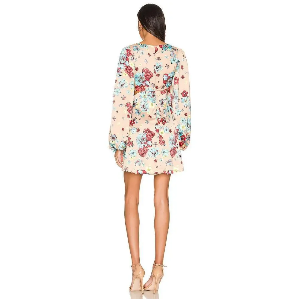 AFRM Anita Mini Dress Aqua Bouquet Size XS